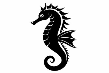 Obraz premium seahorse silhouette line art vector illustration with a white background