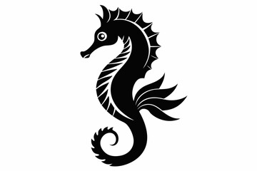 seahorse silhouette line art vector illustration with a white background
