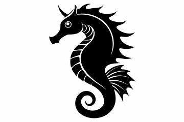 seahorse silhouette line art vector illustration with a white background