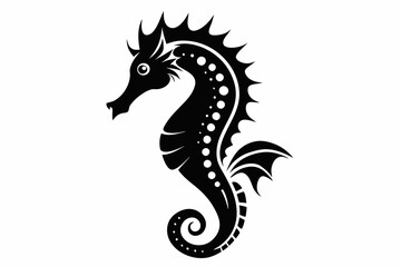 seahorse silhouette line art vector illustration with a white background
