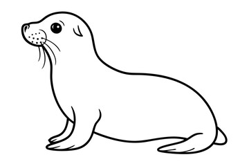 seal silhouette line art vector illustration with a white background
