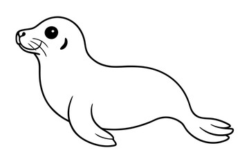 seal silhouette line art vector illustration with a white background