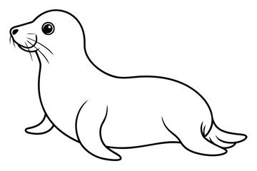 seal silhouette line art vector illustration with a white background