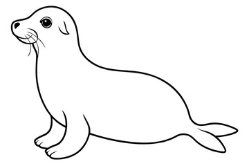 seal silhouette line art vector illustration with a white background