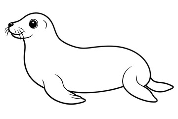 seal silhouette line art vector illustration with a white background
