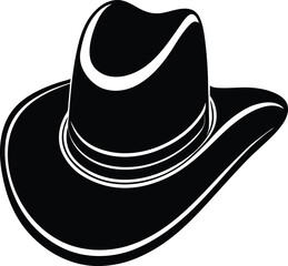 Classic Stetson Cowboy Hat in Black | Western Style Silhouette Vector