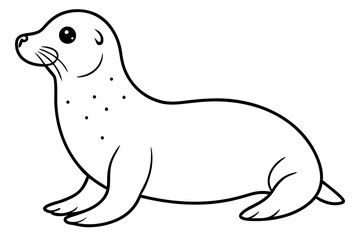 seal silhouette line art vector illustration with a white background