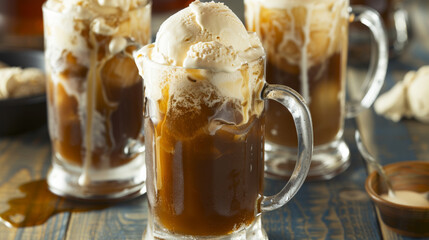 Homemade Root Beer Float with Creamy Topping