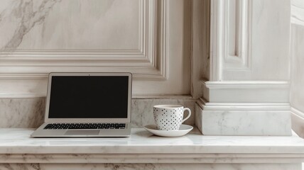 A cozy, goal-oriented workspace with a laptop on the desk, inspiring productivity and success