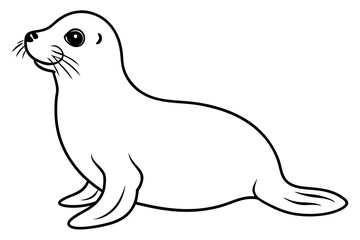 seal silhouette line art vector illustration with a white background