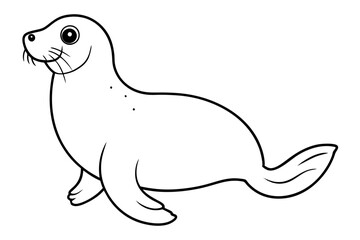 seal silhouette line art vector illustration with a white background