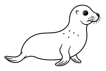 seal silhouette line art vector illustration with a white background