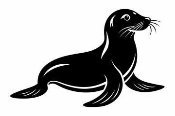 seal silhouette line art vector illustration with a white background