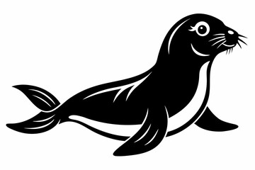 seal silhouette line art vector illustration with a white background
