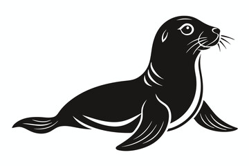seal silhouette line art vector illustration with a white background