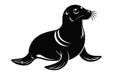 seal silhouette line art vector illustration with a white background