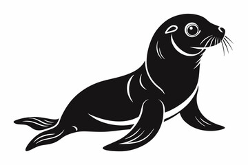 seal silhouette line art vector illustration with a white background