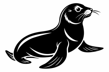 seal silhouette line art vector illustration with a white background