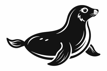 seal silhouette line art vector illustration with a white background