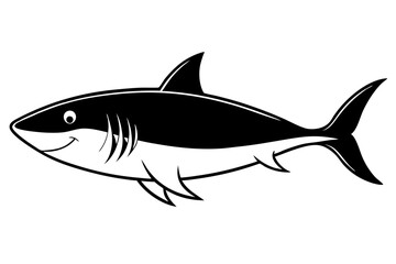 shark silhouette line art vector illustration with a white background
