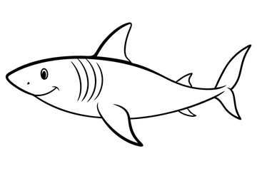 shark silhouette line art vector illustration with a white background
