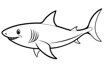 Obraz premium shark silhouette line art vector illustration with a white background