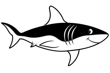 shark silhouette line art vector illustration with a white background
