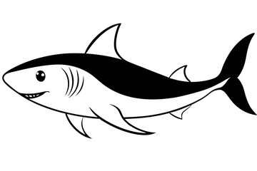 shark silhouette line art vector illustration with a white background