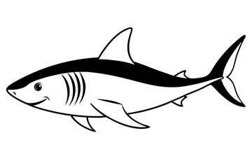 shark silhouette line art vector illustration with a white background