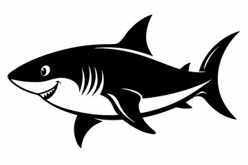 shark silhouette line art vector illustration with a white background
