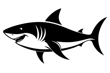 shark silhouette line art vector illustration with a white background
