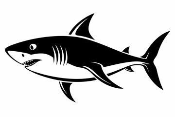 shark silhouette line art vector illustration with a white background