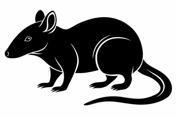 shrew silhouette line art vector illustration with a white background