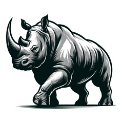 Rhino vector and illustration isolated on white background for wildlife design.