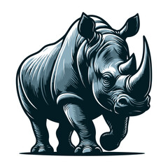 Rhino vector and illustration isolated on white background for wildlife design.