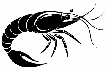 shrimp silhouette line art vector illustration with a white background