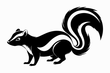 skunk silhouette line art vector illustration with a white background