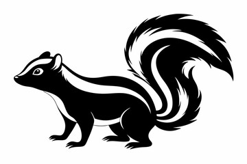 skunk silhouette line art vector illustration with a white background