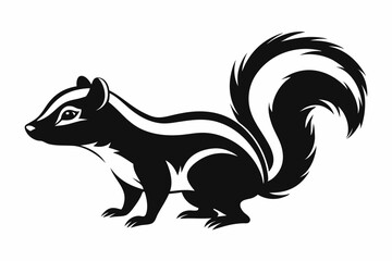 skunk silhouette line art vector illustration with a white background