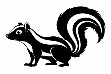 skunk silhouette line art vector illustration with a white background