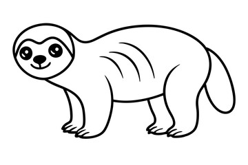 Fototapeta premium sloth silhouette line art vector illustration with a white background
