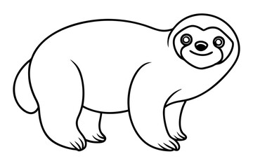 sloth silhouette line art vector illustration with a white background
