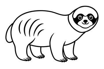 sloth silhouette line art vector illustration with a white background