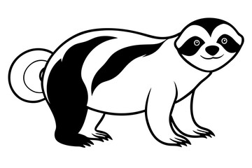 sloth silhouette line art vector illustration with a white background