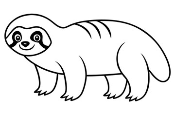 sloth silhouette line art vector illustration with a white background