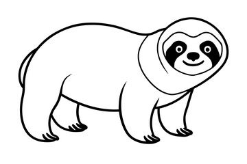 sloth silhouette line art vector illustration with a white background