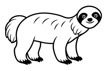 sloth silhouette line art vector illustration with a white background