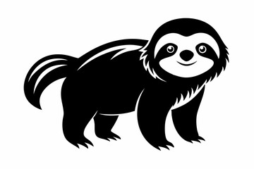 sloth silhouette line art vector illustration with a white background