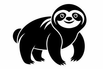 sloth silhouette line art vector illustration with a white background