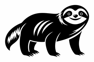sloth silhouette line art vector illustration with a white background